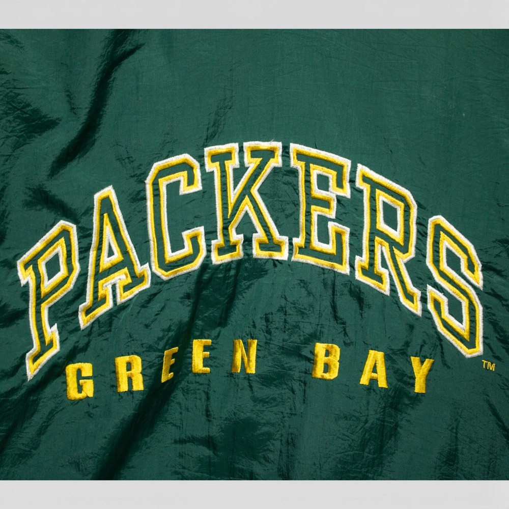 Logo 7 Green Bay Packers Jacket Mens Large Green Yellow Good Vintage 90s NFL - Picture 9 of 10